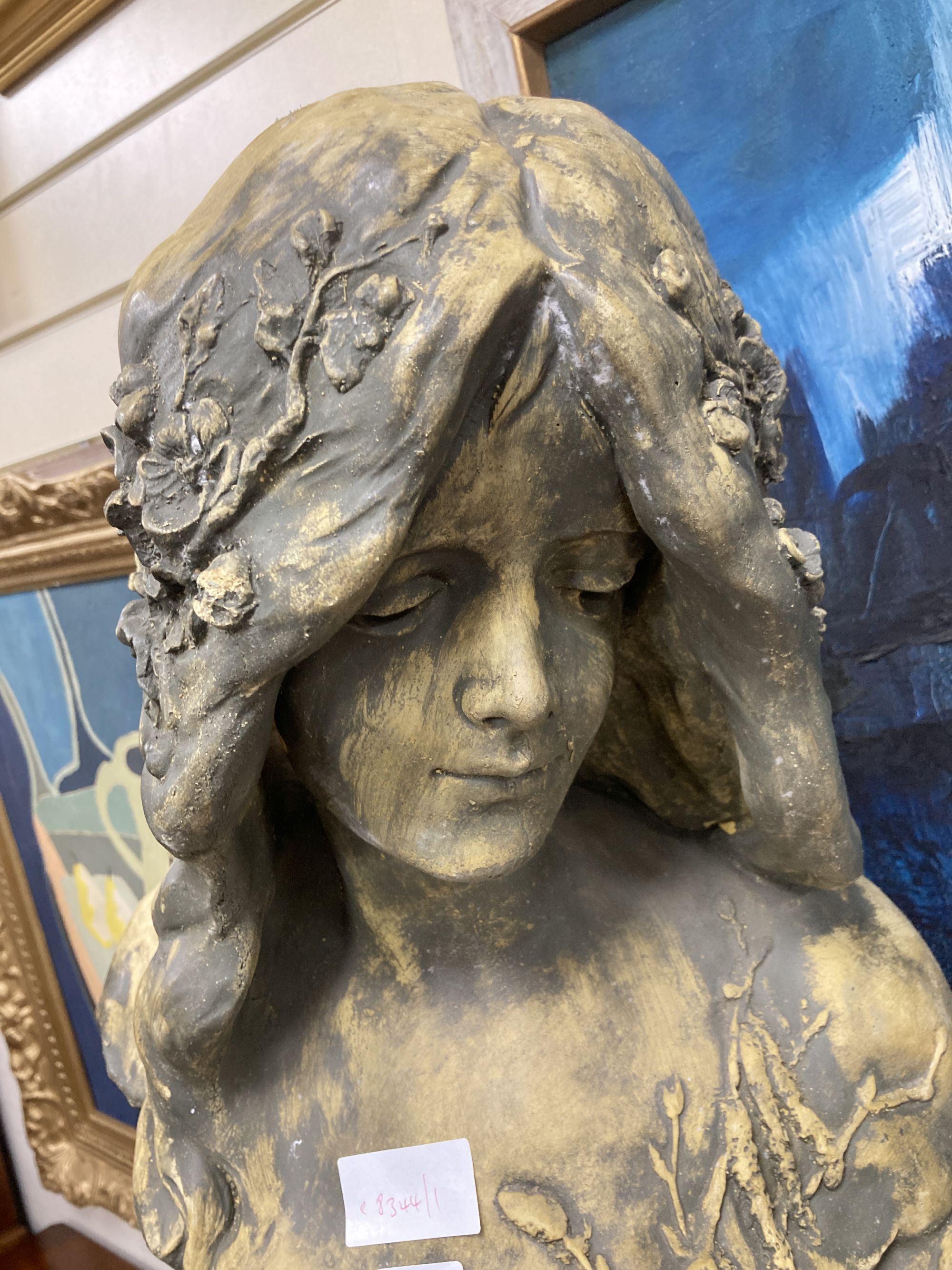 A composition Art Nouveau-style bust Printemps, height 63cm